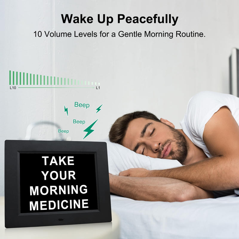 TMC 【New 2026】 Dementia Clock Large Digital Clock for Seniors, Large Display with Custom Alarms, Digital Calendar Alarm Day Clock with Day & Date for Elderly, Clear Numbers Alzheimer (Black, SD) 8010-black