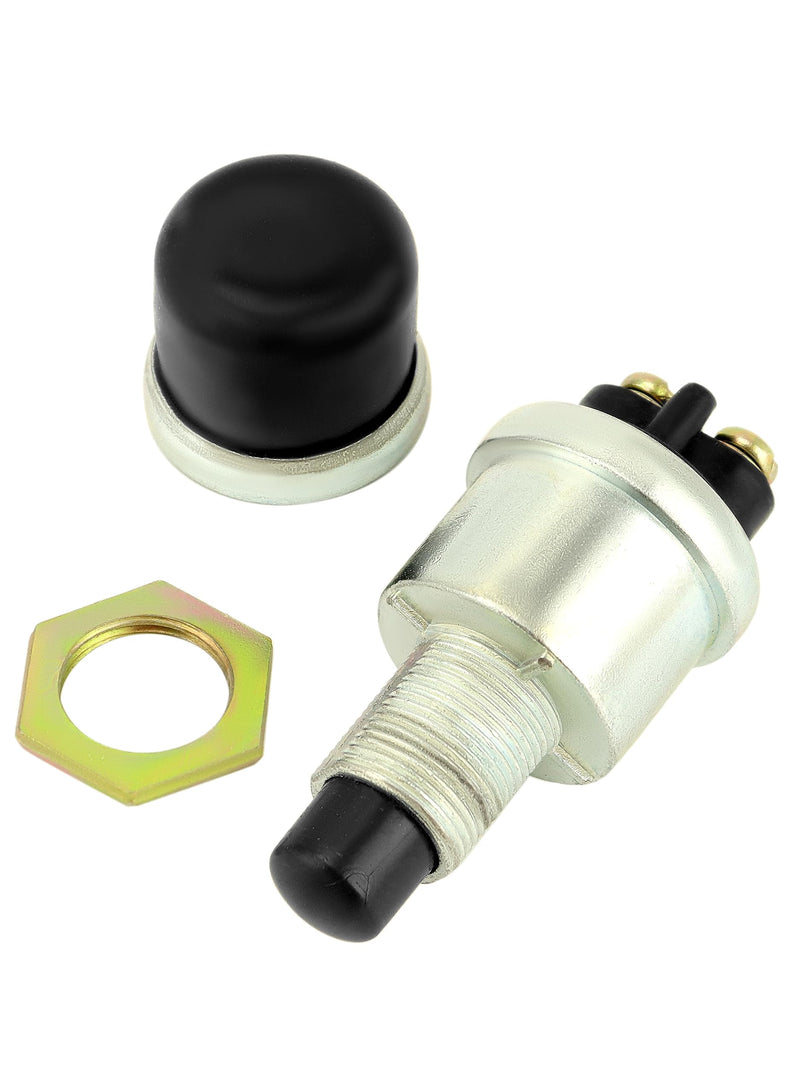 QWORK Engine Start Push Button Switch, 4 Pcs 12V 50A Momentary Start Switch for Car Truck Boat, Black Cap