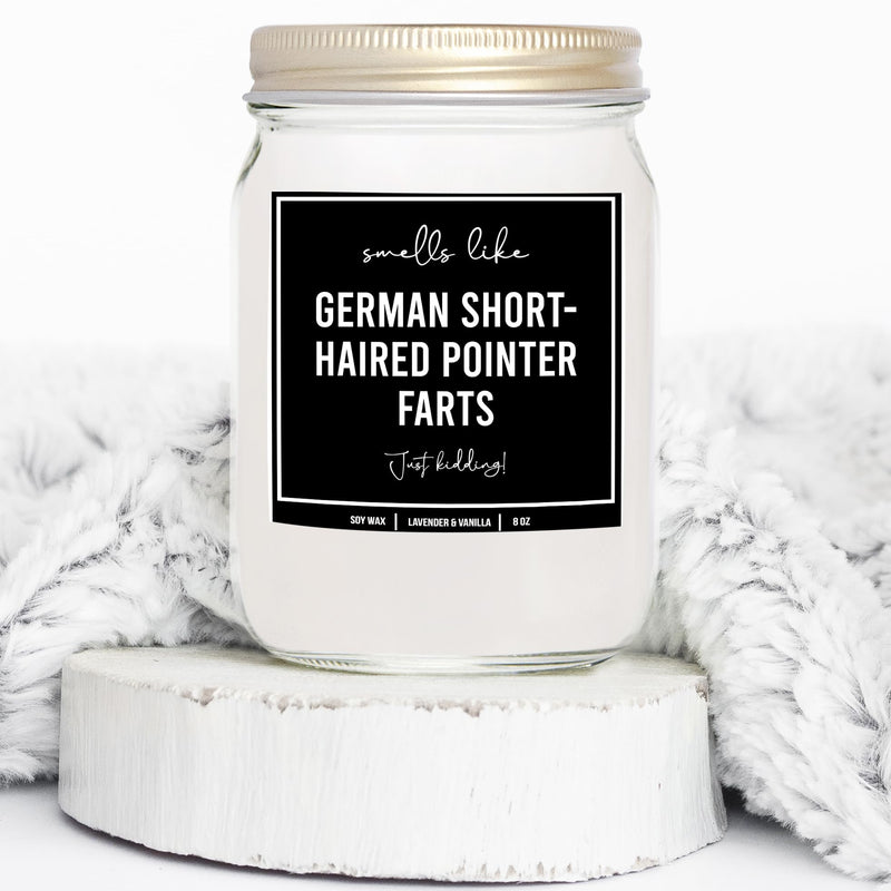 You Nique Designs German Shorthaired Pointer Gifts 8oz Dog Fart Candle, German Pointer Candle Gift - German Pointer Dog Gifts for GSP Mom, GSP Dad - Décor (Lavender & Vanilla) Lavender & Vanilla