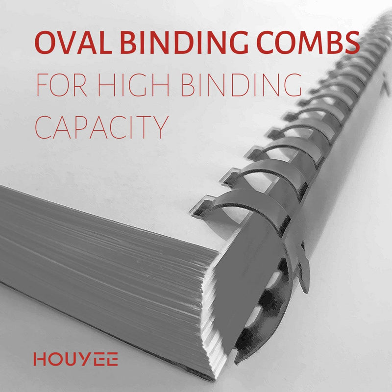 HOUYEE 40 Pack Multi-Size Ring Binding Combs: 5/8 Inch, 1 Inch, 1-1/2 Inch, Letter Size Black Plastic Spines Multi Size，40P