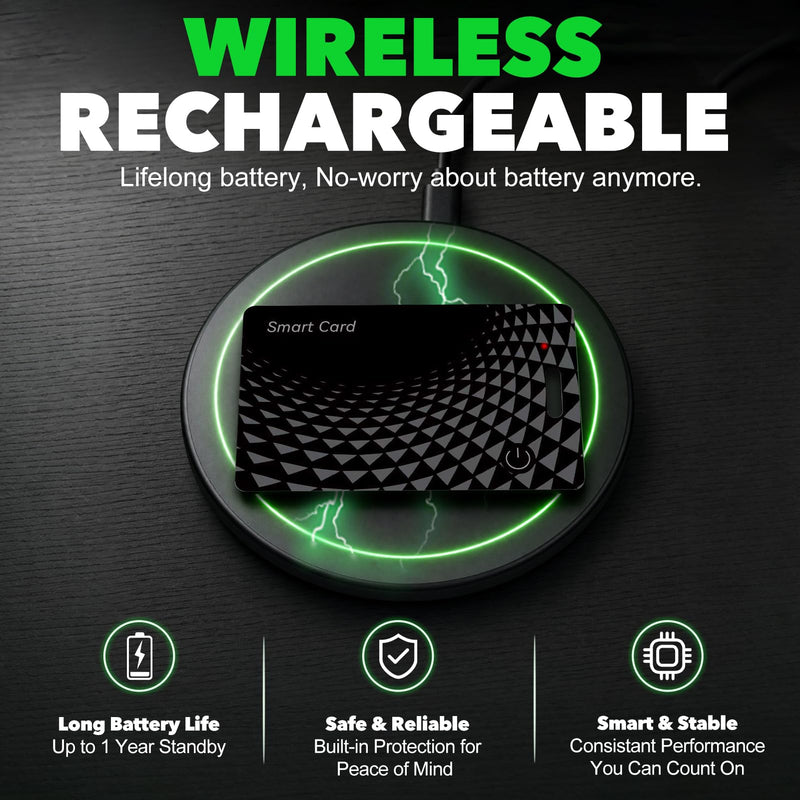 2026 Wallet Tracker Card, Bluetooth Tracking Card, Works with iOS & Android | Apple MFi Certified, wireless charging, 120dB Alarm, IP68 waterproof for keys, passport & luggage, Backpack 1