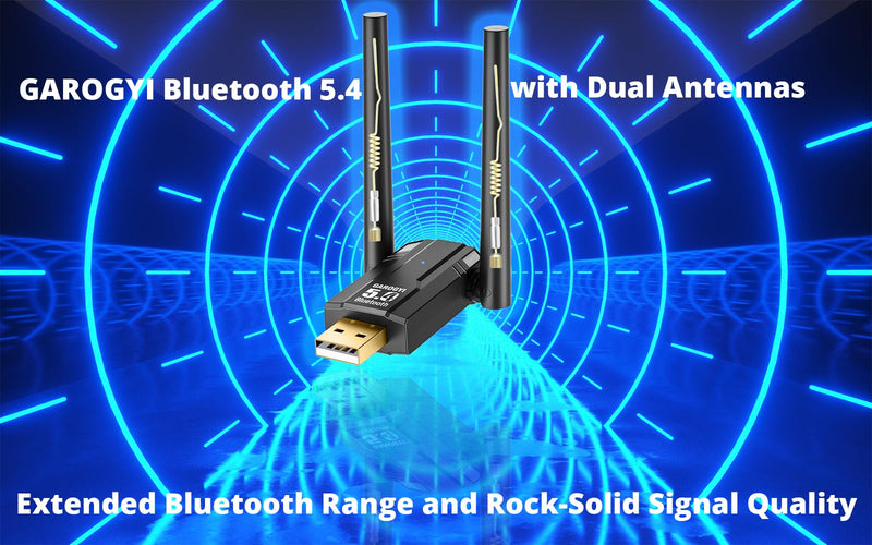 Bluetooth 5.4 USB Adapter Pro Max Ultra Long Range with Dual Antennas for PC Supports Windows 11/10/8.1/7, Plug&Play for Windows 11/10, 5.4+EDR for PC,Laptop,Keyboard,Mouse,Headsets,Speakers