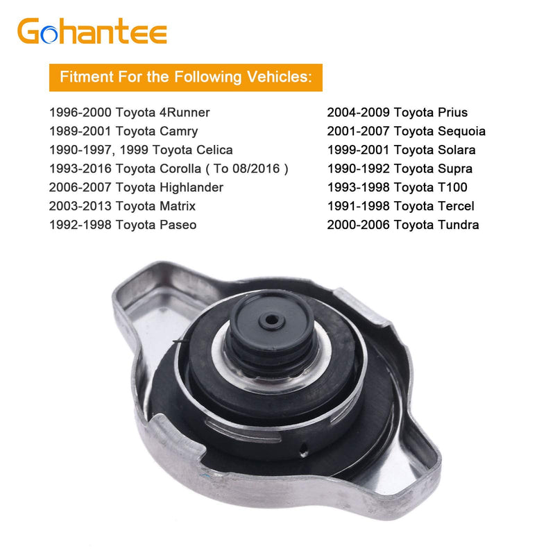 Radiator Cap 1640120353 Replace 16401-20353 Replacement for Toyota - 4Runner, Camry, Celica, Corolla, Highlander, Tundra, Matrix, Prius, Sequoia，Solara, T100,GS300, RX330, RX400h, SC300, More