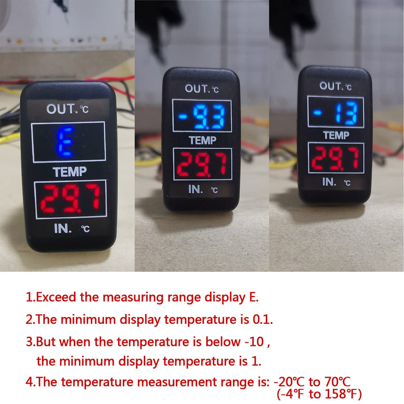 Car Internal and External Temperature Display, Fahrenheit Temperature, Dual Temperature Sensors Use for Nissan