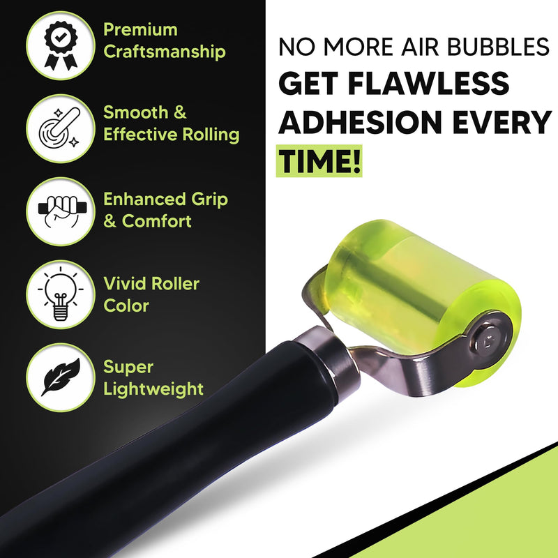 SSK-Roller Sound Dampening Installation Tool - Polyurethan Rubber Roller with Wooden Handle - Eliminates Air Bubbles