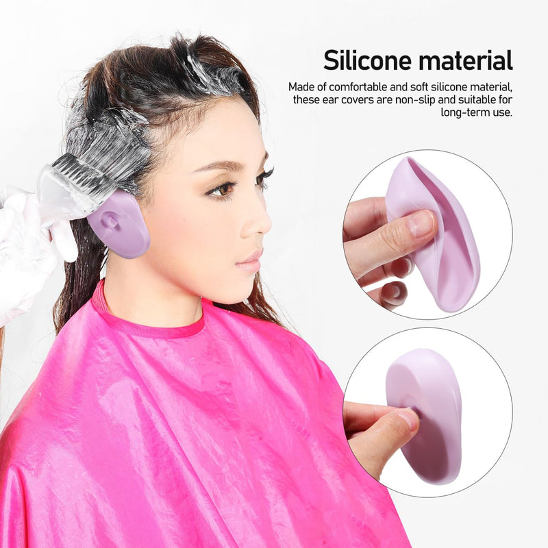 ULTECHNOVO Silicone Hair Coloring Ear Covers Ear Protectors for Hair Dryer Soft Non-Slip Hairdressing Earmuffs for Shower Swimming and Salon Use 4 Pairs