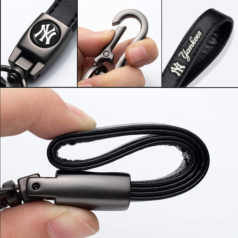 Leather Keychain for Baseball Fans,Car Keyring Replacement Key Fob Holder,Souvenir Gifts for Men Women For Yks