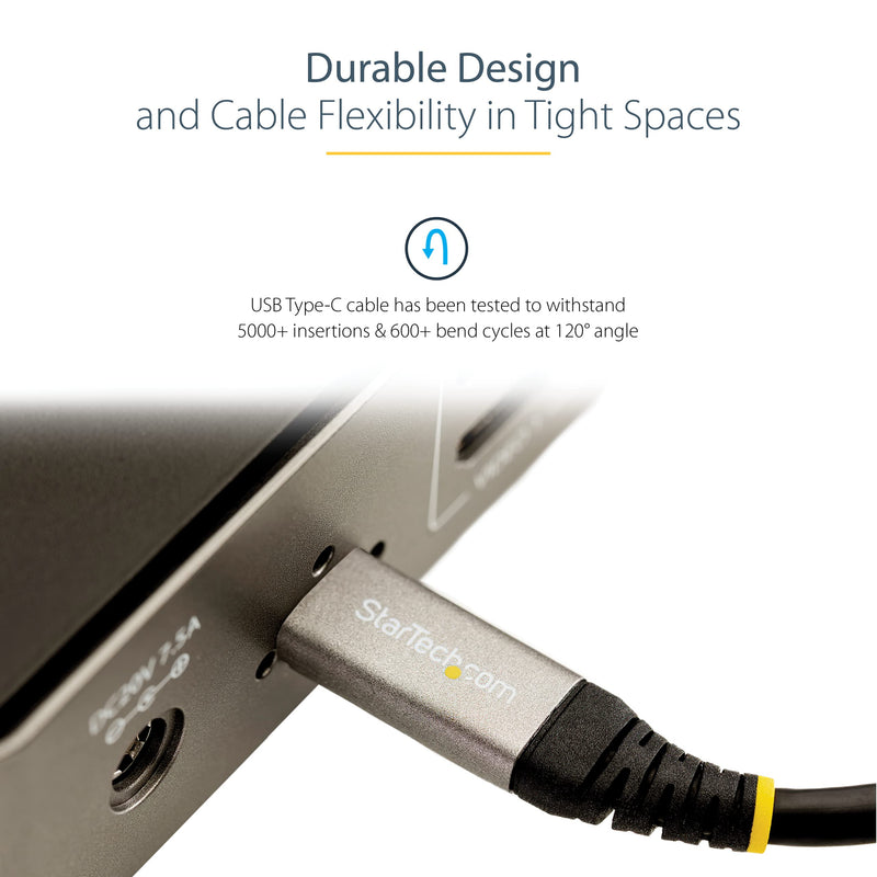 StarTech 6.6ft (2m) USB-C Cable, USB 5Gbps, 100W (5A) PD, 4K 60Hz DP Alt Mode, TPE Jacket, Thunderbolt Compatible Electronic Cable