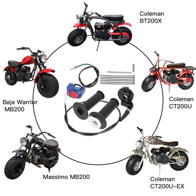YOXUFA Mini Bike Throttle Kit Replacement for Coleman Minibike CT200U CT200U-EX BT200X Baja DB30 Warrior MB200 Predator 212cc Motovox 196cc 200cc 6.5hp Engine Parts 22mm 7/8 Handle Grip Accessories black