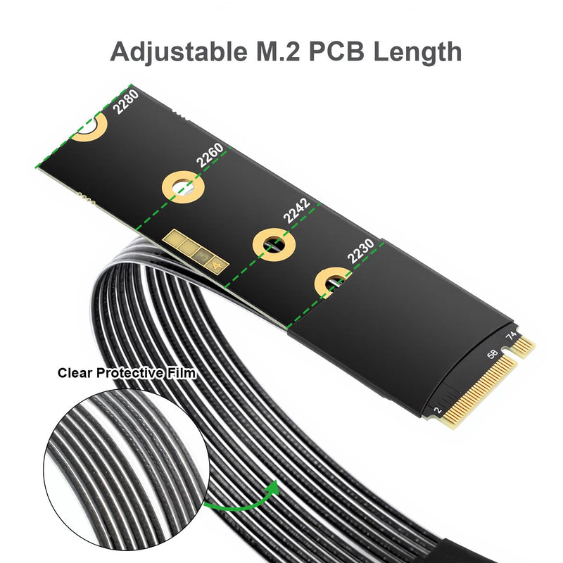 RGEEK PCIe 5.0 M.2 NVMe to E1.S E3.S SSD Adapter Card | 128Gbps Max SFF-TA-1002 Riser Card, with 12V SATA Power Cable, Adjustable 2280/2260/2242/2230 M.2 Bracket