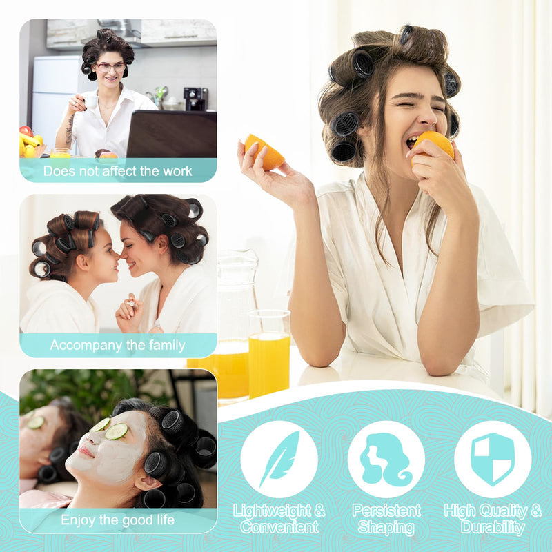 60 PCS Hair Rollers with Clips, Hair Curlers Rollers with 28 Metal Clips | 5 Sizes(60/48/36/25/15mm), Perfect for Long Medium Short Thick Hair (Black) 1 count (Pack of 1) Black