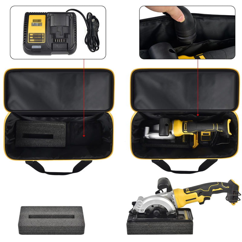 SAIKA Circular Saw Bag for DEWALT ATOMIC 20V MAX 4-1/2"/ for DOVAMAN/for Worx WX439L/ for GALAX PRO Circular Saw Storage Organizer for Blade, Adapter, Blade Wrench, and Rip Guide（Case Only）
