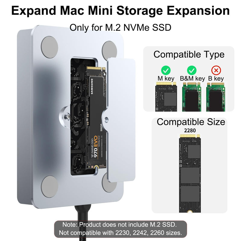  [AUSTRALIA] - Mac mini M4 Dock & Stand with 4K60Hz HDMI and DisplayPort, M.2 NVMe SSD Enclosure, 4 USB-A Ports, SD/TF Card Reader 9 in 1 Hub for Mac mini M4/M4 Pro - Silver