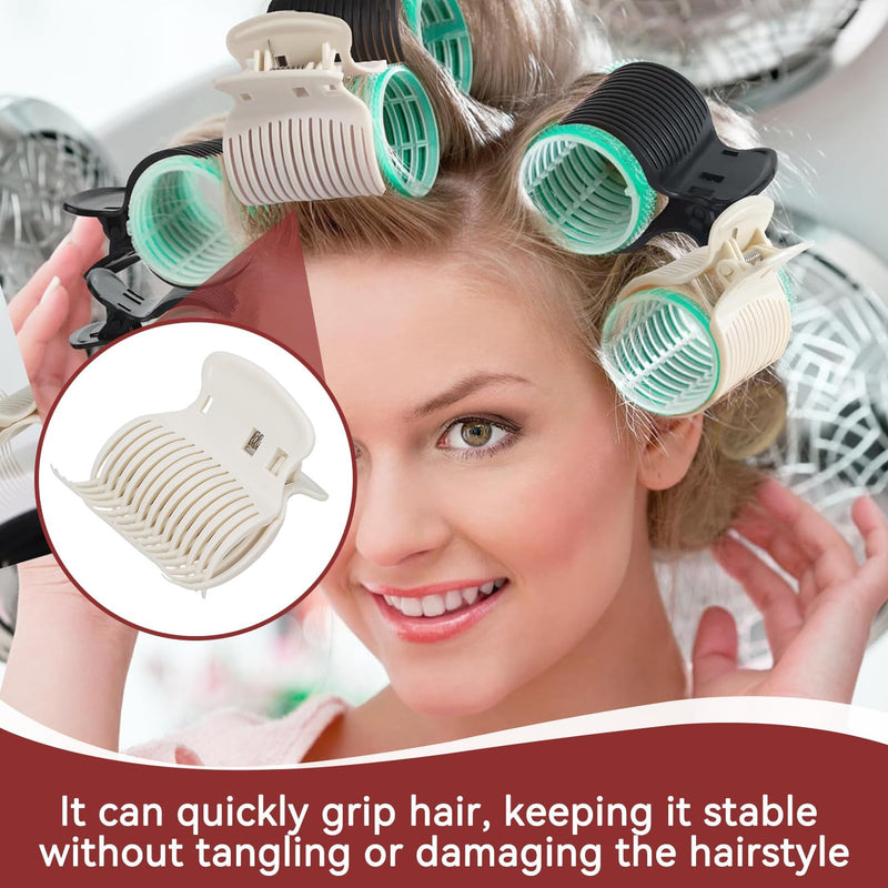 Agatige 12 PCS Hot Roller Clips, Hair Curler Claw Clips, Replacement Roller Clips Safety & Heat Resistance Heated Roller Clips for Women Girls Hair Sectioning Styling Tool (White)