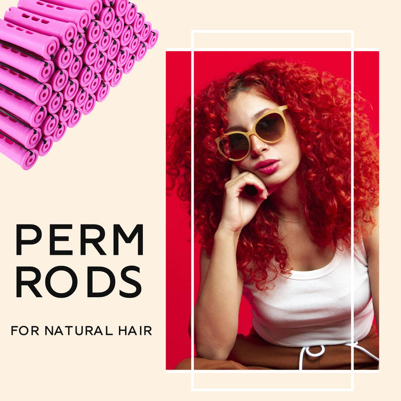 30 Pieces Medium Size Hair Curlers Rollers, 0.75 Inch Hair Rollers, Perm Rods Perm Kit, Home Perm Kits for Women with Elastic Rubber Band Non Slip Plastic for Natural Hair Long Short Hair Styling Tool