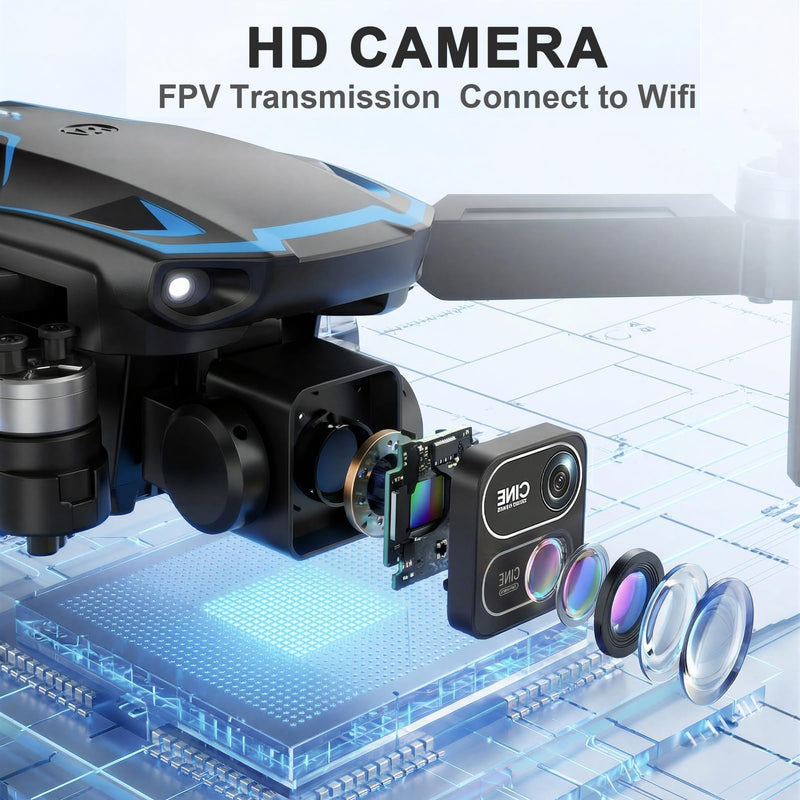 Drone with Camera for Kids Adults Beginners FPV RC Mini Drone One-Key Take Off/Landing 3 Speeds blue