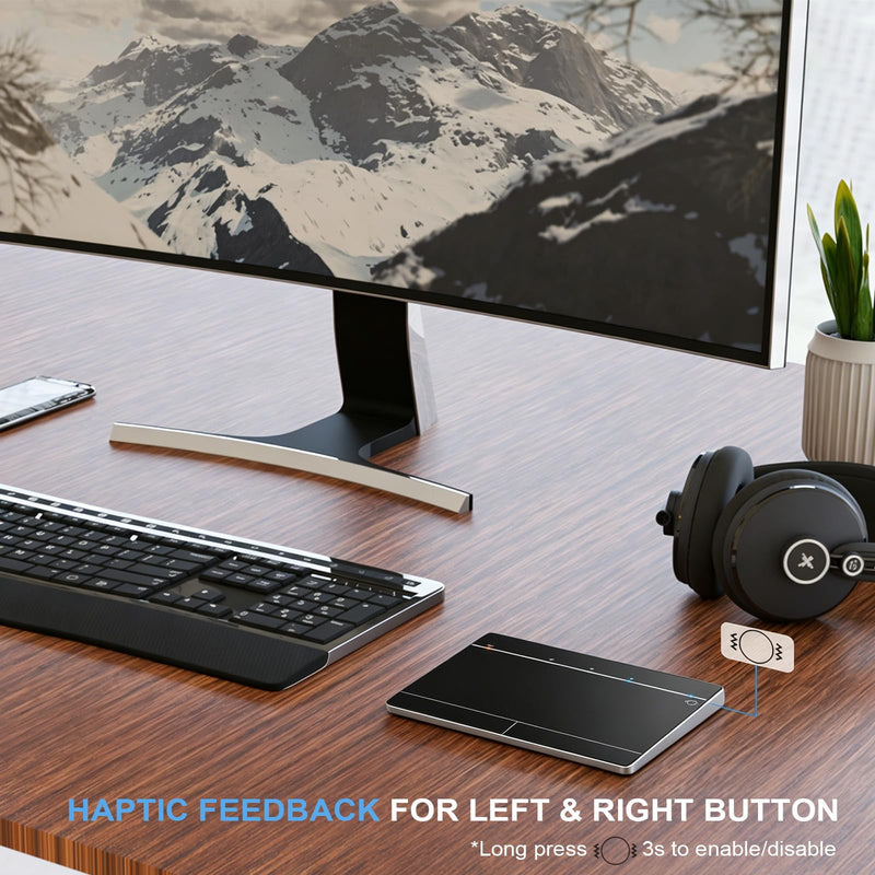 Wireless Bluetooth Trackpad for Windows 10/11, Supports 3 Connection Modes, High-Precision Multi-Gesture Touchpad, Compatible with PC Laptop Computer Black