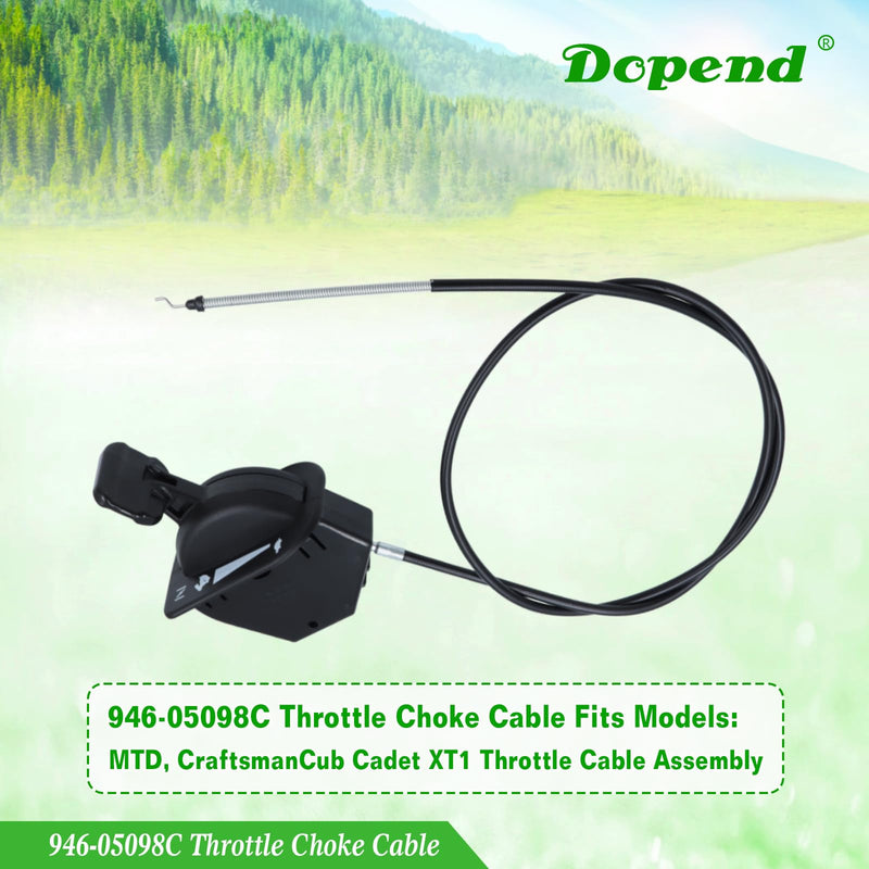 946-05098C Throttle Choke Cable for Cub Cadet XT1 Throttle Cable Assembly, Replaces Cub Cadet Throttle Cable 954-05098A, 954-05098B, 754-05098A 946-05098C