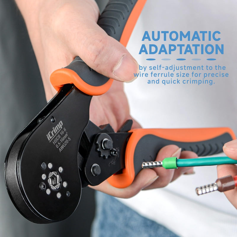 iCrimp Hexagonal Ratchet Crimper for End Sleeves and Ferrules 0.5-16mm2 AWG 20-5 Hexagonal AWG 20-5