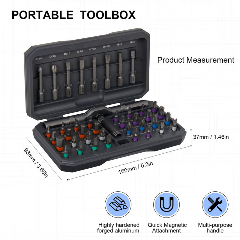  [AUSTRALIA] - 42 in 1 Magnetic Screwdriver Set, DIY Ratchet Screwdriver Set, Multi Bit Screw Driver Set Kit with Case, Handle Detachable, Portable Repair Tool for Electronics, Glasses, Bicycles & Home Repair 42 in1