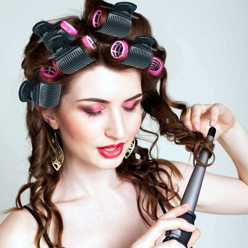 LATRAT Hot Roller Clips, 12 Pieces, Plastic, Hair Curler Clips, Replacement for Women and Girls, Heat Resistant, Fits Most Curlers, Black