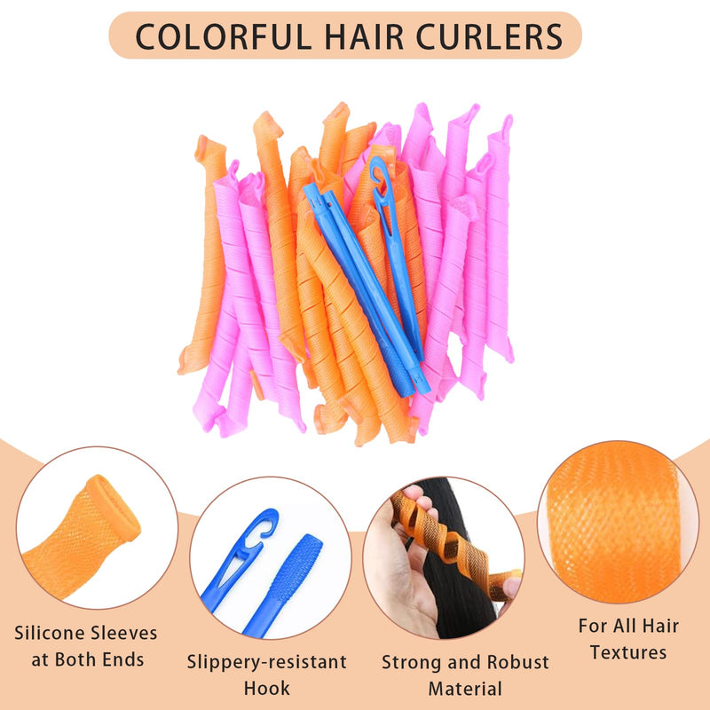 20 pcs Wave Hair Rollers,Plastic Curling Tools,Hair Curlers Spiral Curls Styling Kit,DIY Hair Rollers Curl Spiral Ringlets Rollers with Styling Hook Tools,for Extra Long Hair Up to 22" (55 cm)
