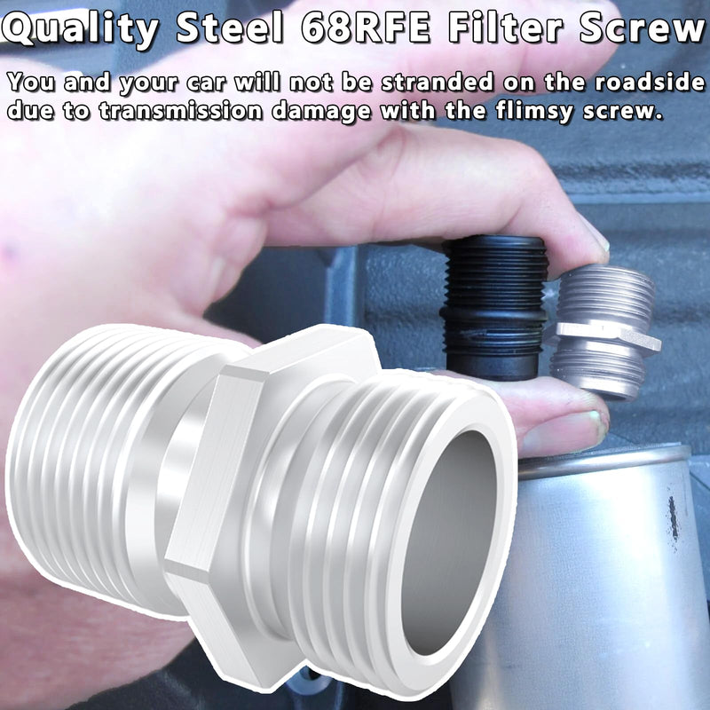 68RFE Transmission Spin On Filter Screw Steel Upgrade for 2007-2021 Dodge Ram 2500 3500 Cummins Diesel 6.7L Engine, Silver