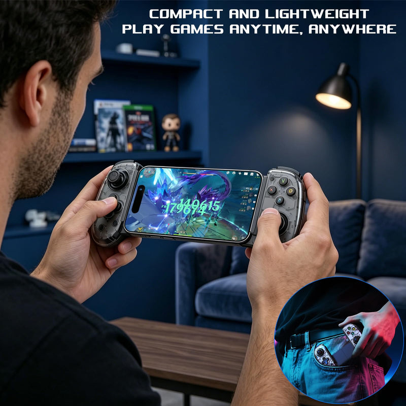 Mobile Gaming Controller for Android & ALL iPhone Series (Support USB-C & Wireless Connect) Phone Gamepad with Hall Effect Joystick, Turbo, Support Streaming, Cloud Gaming, Simulator, Plug & Play Black