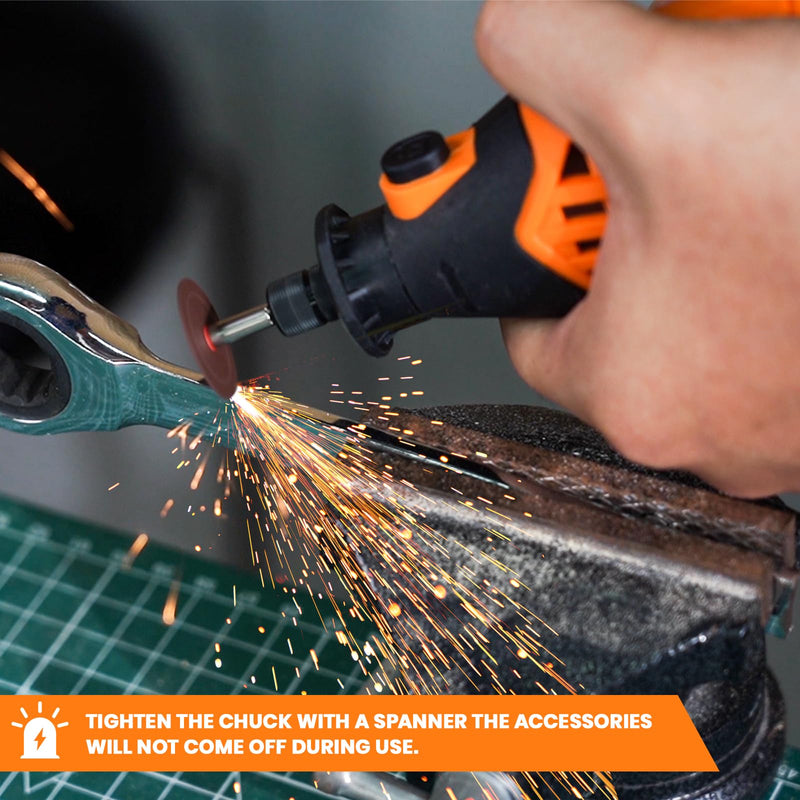 HARDELL 180W Corded Rotary Tool Kit, 8000-35000 RPM 61 Accessories for DIY | Powerful 180W Rotary Tool Kit for Cutting, Sanding, Grinding, Polishing, Engraving & Drilling Orange