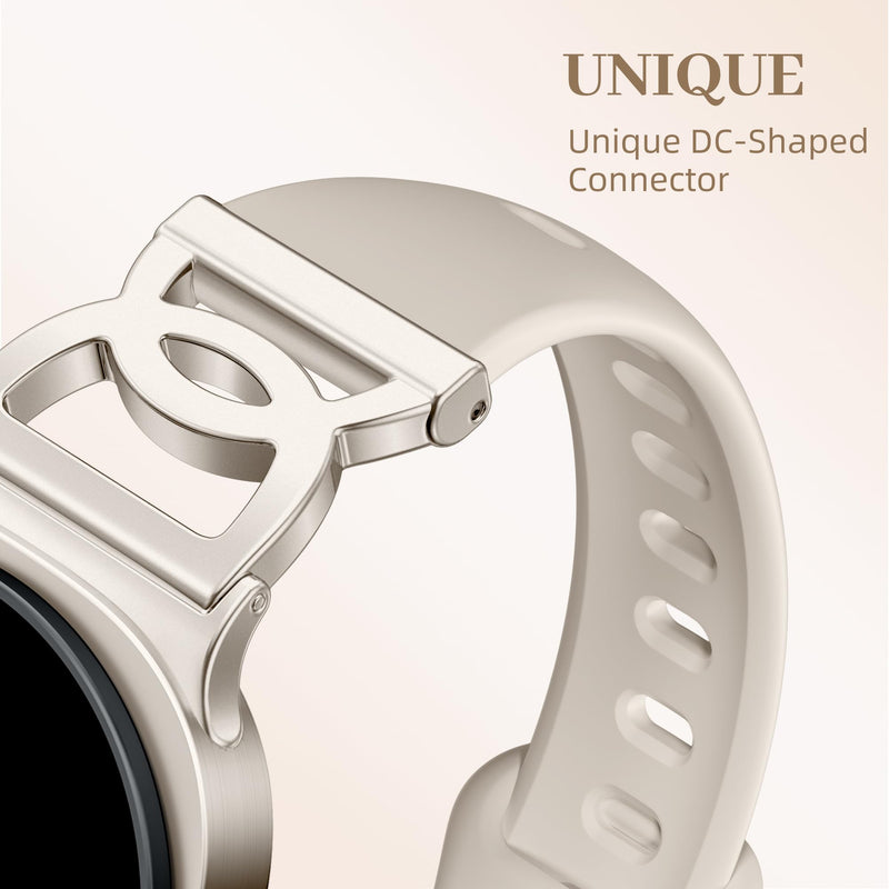 Adorve Slim Band for Samsung Galaxy Watch 9, Watch 8 Band & 8 Classic Women | Soft Breathable Thin Silicone, Sport Strap for Samsung Watch 9/8 40mm 44mm & 8 Classic 46mm, Unique No Gap DC-Shaped Adapter Starlight