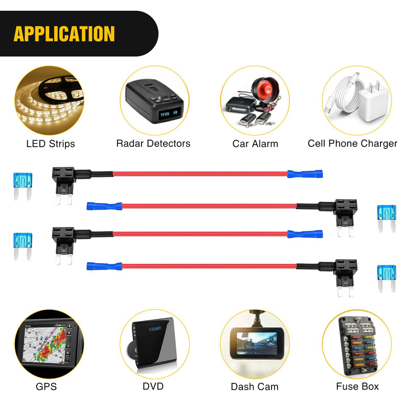 Nilight Fuse Holder Add-a-circuit Fuse TAP Adapter Mini ATM APM Blade Fuse Holder-10 Pack , 2 years Warranty 10Pcs Mini