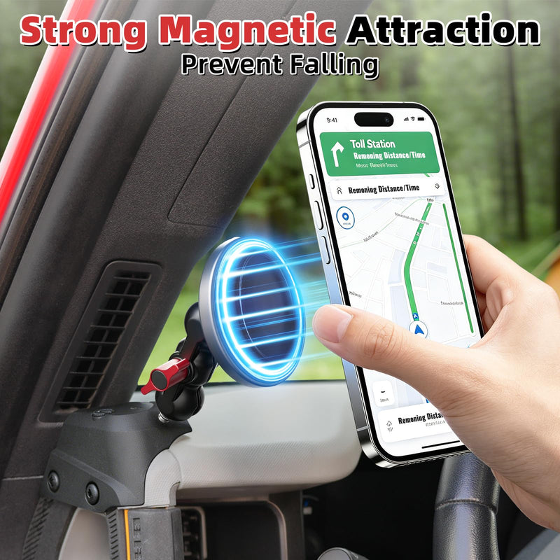 Magnetic Phone Holder with Charging C Port for Ford Bronco 2021 2022 2023 2024 2025 2026, Adjustable Angle 360° Phone Mount for Bronco Accessories (NOT fit for Sport) Magnetic
