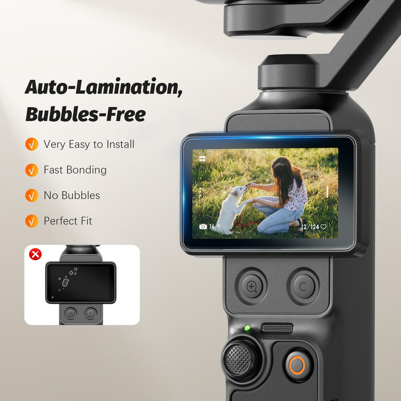 AMAZEAR Screen Protector Combo for DJI Osmo Pocket 4 Pro & Osmo Mobile 8P Viewfinder (4 Pack) – 2x Tempered Glass for Pocket 4P + 2x for OM 8P, 9H Hardness, Ultra HD, Touch Sensitive, Bubble-Free Pocket 4P TGP x2 + OM8P Viewfinder TGP x2