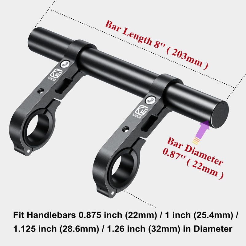 BRCOVAN Aluminum Alloy Handlebar Extender Extensions with 8'' Long Cross Bar with Double Clamp Mounting Base Fit 0.875'' / 1'' / 1.125'' / 1.26'' Handlebars for Bike Bicycle Motorcycle Scooter ATV