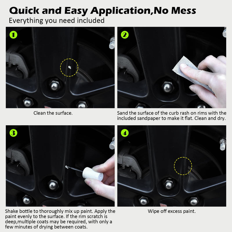 FOLLOWIN Gloss Black Rim Touch Up Paint for Cars, Wheel Rim Paint Repair Kit,Automotive Rim Scratch Repair,Repair Rim Curb Rash 1OZ(30ml)