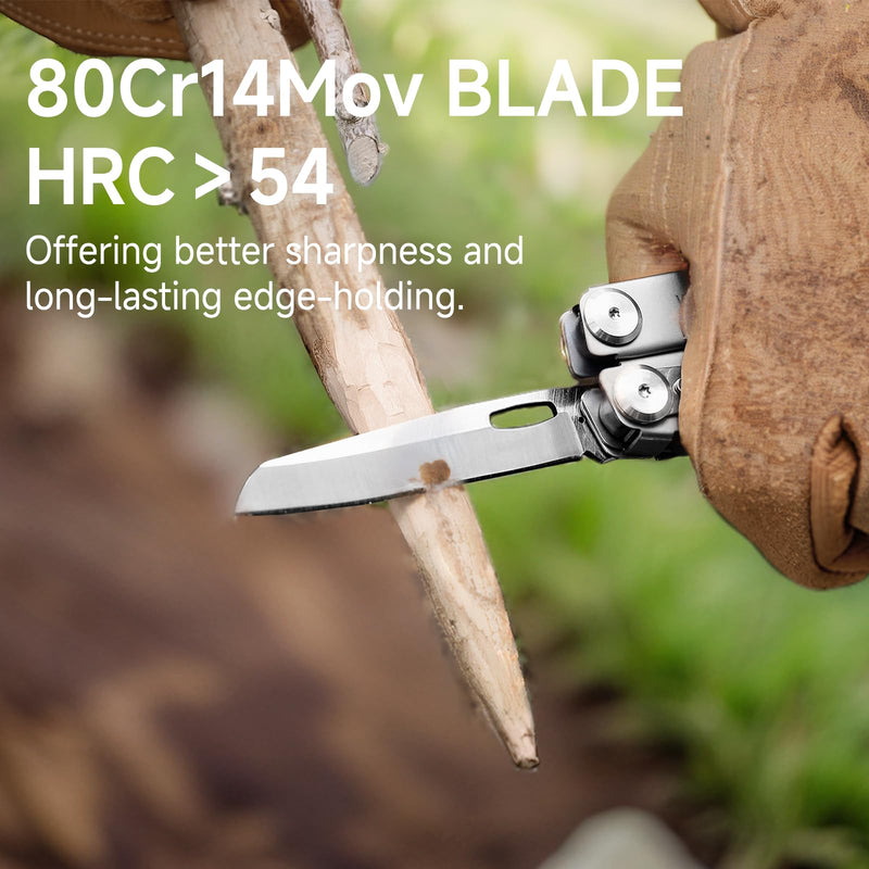 NexTool 14-in-1 Multi-Tool, Stainless Steel Multitool Pliers with 80Cr14Mov Pocket Knife, 2 Safety Locks and Huge Scissors, EDC Multitool Utility Tool for Camping Outdoor Activities (Flagship Max) Full Size Flagship Max