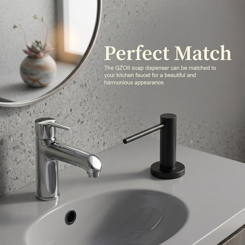Soap Dispenser for Kitchean Sink, Built in Black Soap Dispenser Stainless Steel Soap Pump with 40" Extension Tube and 500ml Bottle Easy to Refill