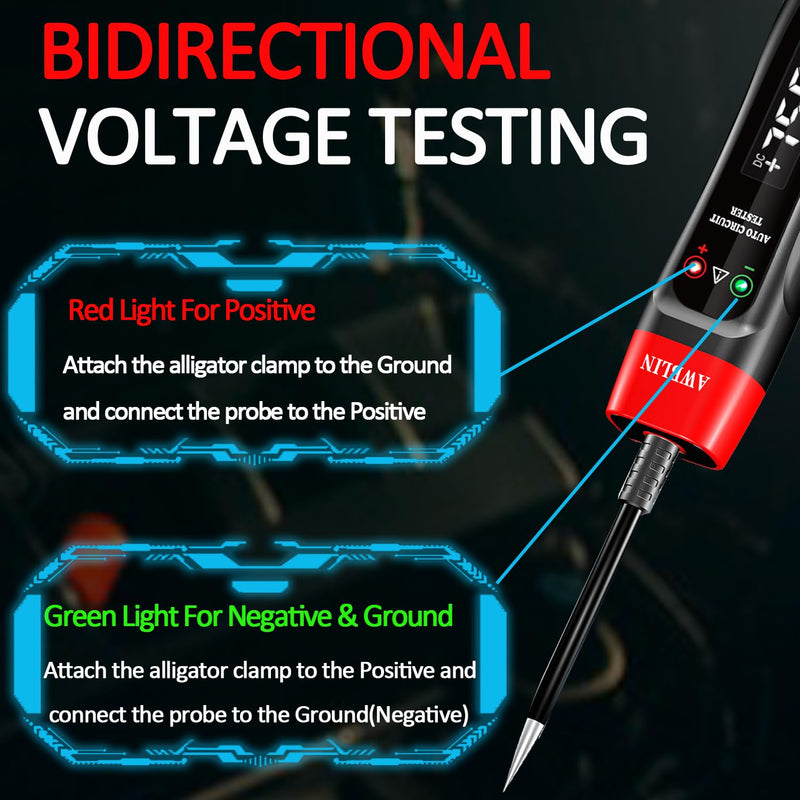  [AUSTRALIA] - 4-75V DC Automotive Test Light with Buzzer Sound, LCD Digital Light Tester with Voltmeter, Heavy Duty Circuit Tester with Illumination, Fuse Voltage Tester Auto Electrical Tool