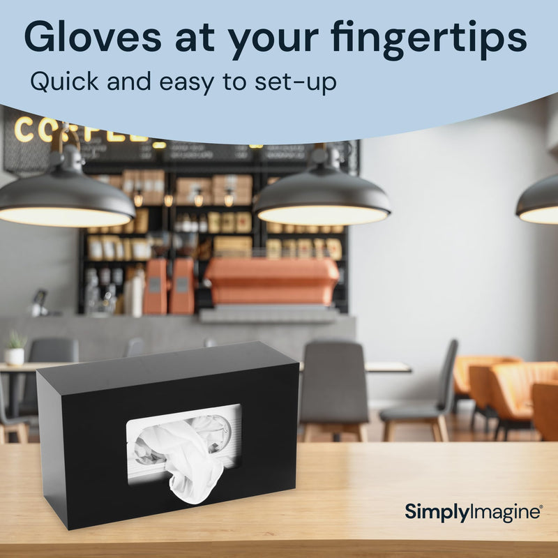 Glove Holder for Wall Mount Dispenser - Single Black - Side-Loaded Acrylic Rack - Disposable Glove Box