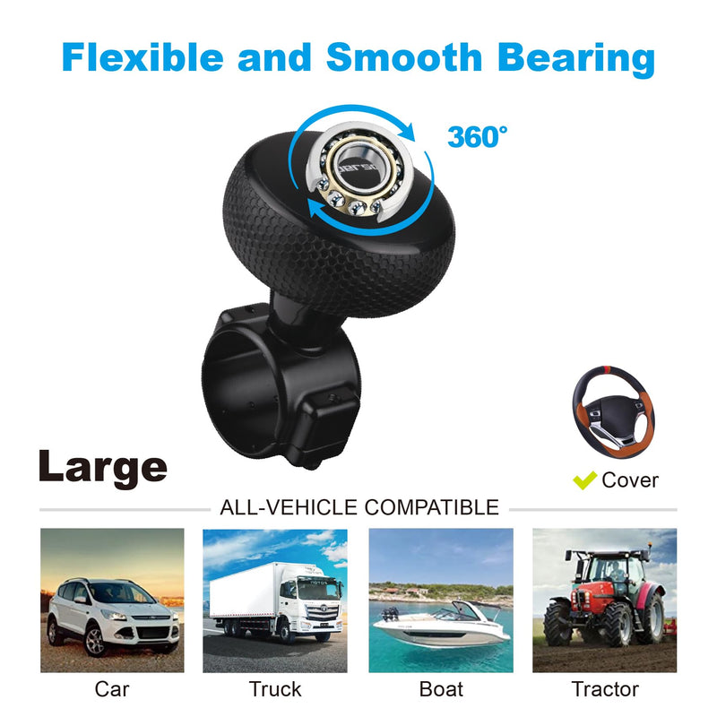 Hypersonic Steering Wheel Knob - Durable Black Suicide Knob Large Steering Wheel Ball Bearings, Making Steering Effortless and Smooth