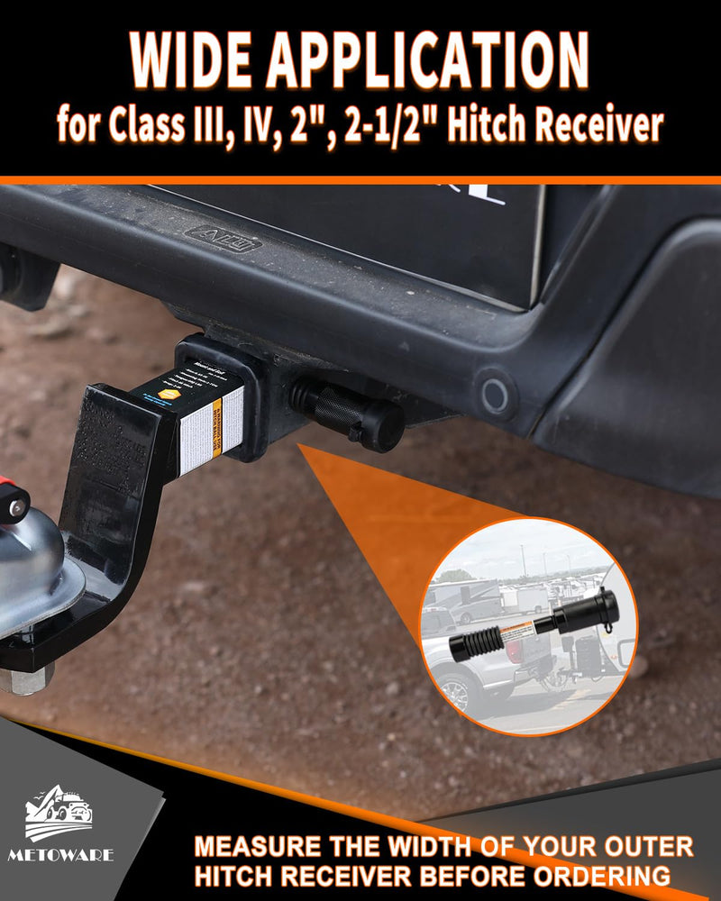 METOWARE Trailer Hitch Lock Hitch Receiver Lock Fits Class III IV and 2" 2-1/2" Receiver with 5/8" Dia 3-1/2” Long Pin and 8 Anti-Rattle Rubber O-Rings, for Trailer Truck Car Boat (1 Pack) 1 Pack
