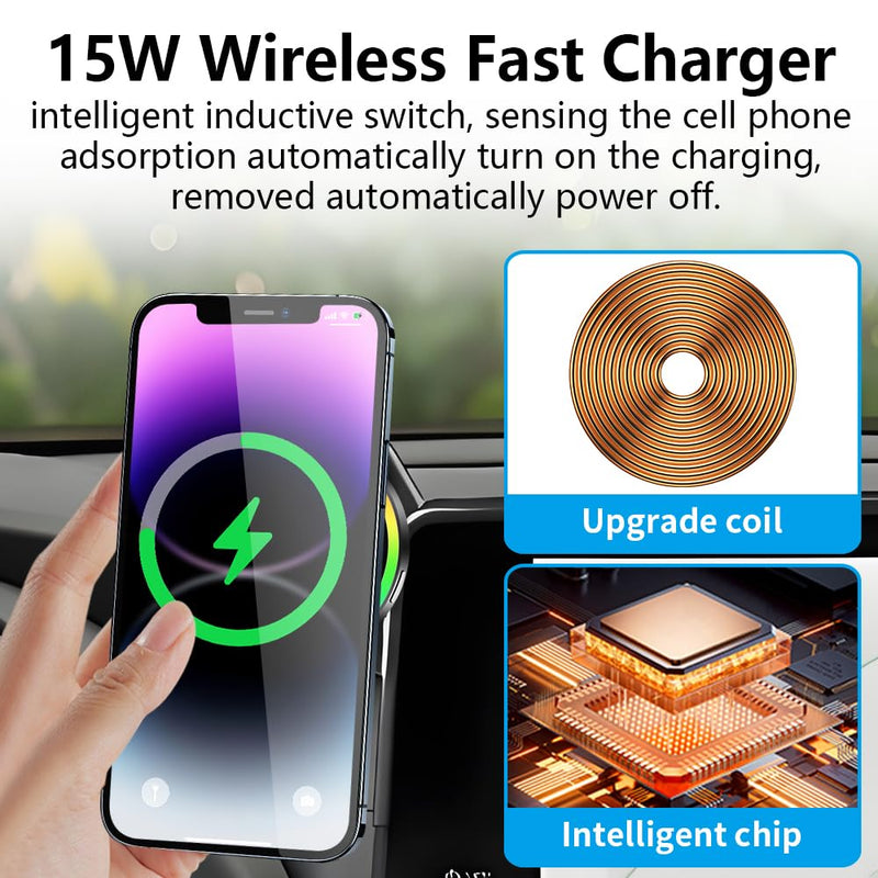 Car Magnetic Phone Mount for Toyota Grand Highlander 2024 2025 2026 and Grand Highlander Hybrid 2024-2026 Auto Accessories Best Cellphone Holder Fast 15W Wireless Charger Cell Phones Charging Stand