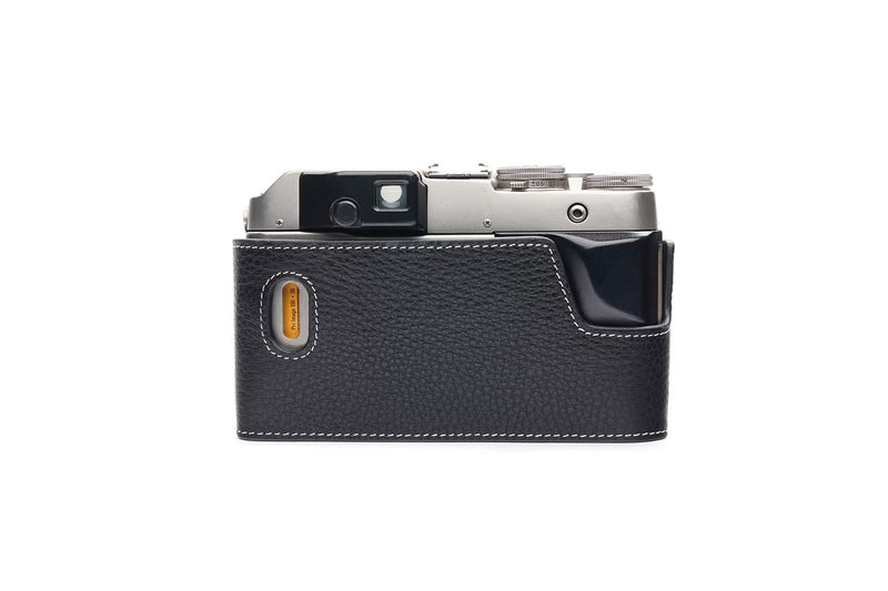 Contax G1 Case, BolinUS Handmade Genuine Real Leather Half Camera Case Bag Cover for Contax G1 Camera with Hand Strap (Black) Black