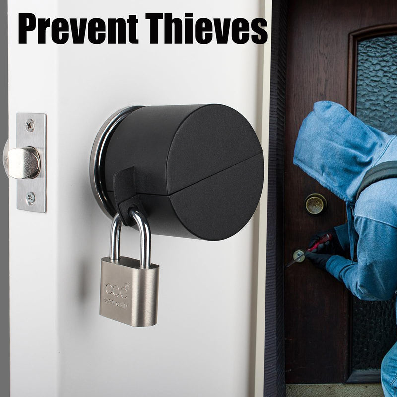 Door Knob Lockout Device with Padlock,Cover to Disable The Doorknob, Prevents Turning of Door Knob and Access to Keyhole, Prevents Operating The Knob,Black Black