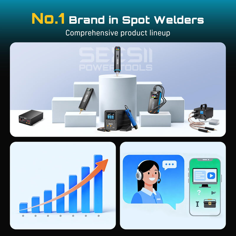 SEESII Battery Spot Welder: Battery Welder with Visual Display, 3360W Max Power with 1-99 Gears, Copper Tips, Portable Spot Welder for Battery DIY, Repairs, Outdoor Use Black