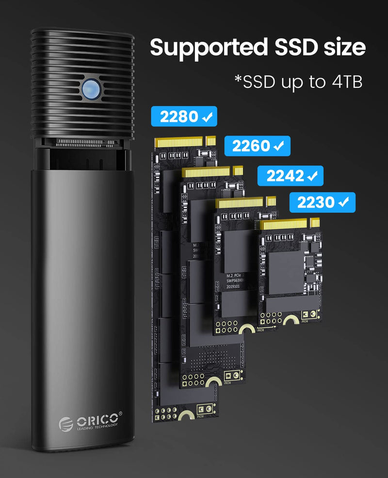 ORICO M.2 NVMe SATA SSD Enclosure Adapter 5Gbps NGFF SATA PCIe M-Key(B+M Key) 2230/2242/2260/2280 + ORICO Dual Bay External Hard Drive Docking Station