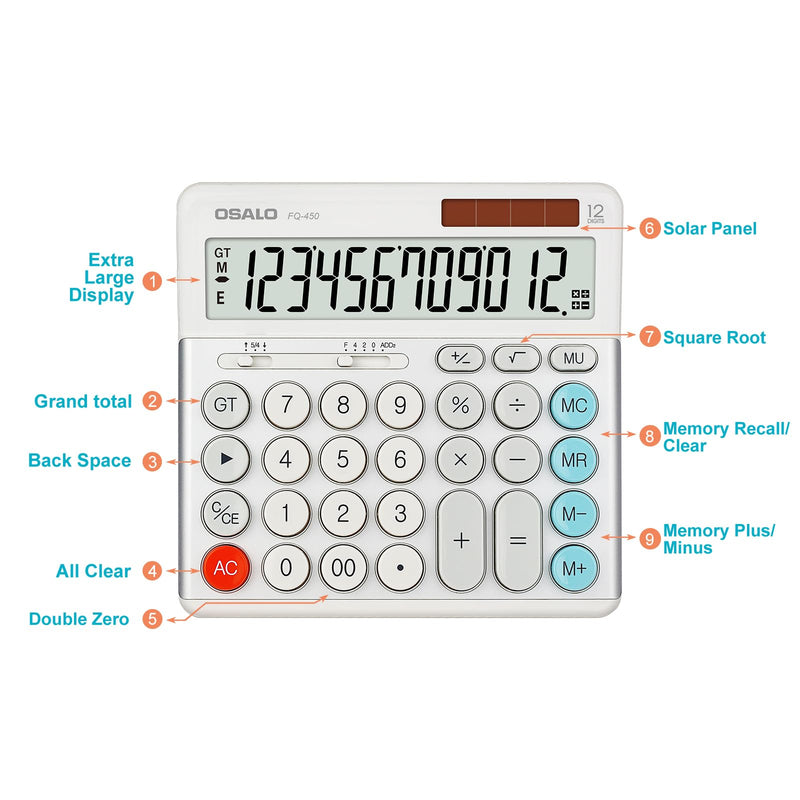 OSALO Scientific Calculator 401 Function Desktop Calculators Solar Battery