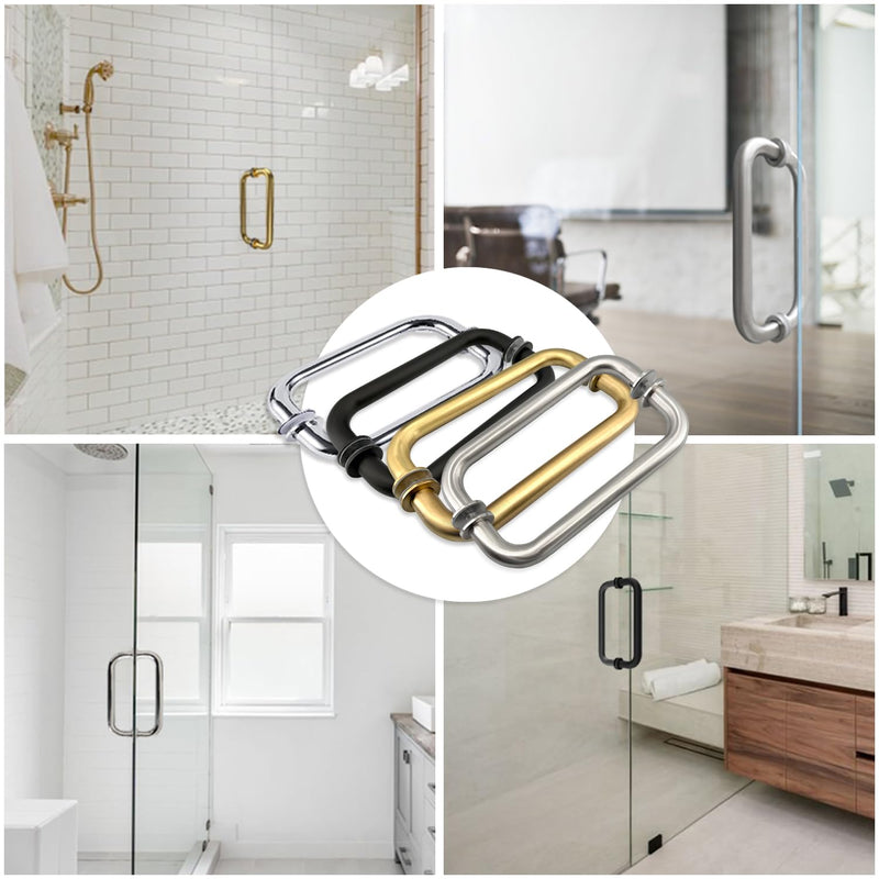 Glass Shower Door Handle, Bathroom Shower Door Replacement Handles, Back to Back 304 Stainless Steel Pull Hardware for Sliding、Frameless Shower Doors Pull Handle (Brushed Nickel, 6 inch) Brushed Nickel