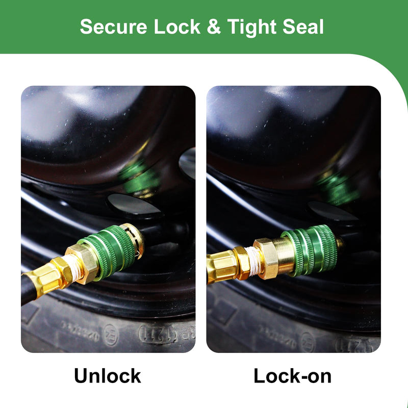 GODESON Air Chuck,Closed Flow Locking Air Chuck,1/4FNPT Air Chuck Quick Connect with Schrader Valve, Lock Inflate Locking Air Chuck for Tires(Pack of 2)
