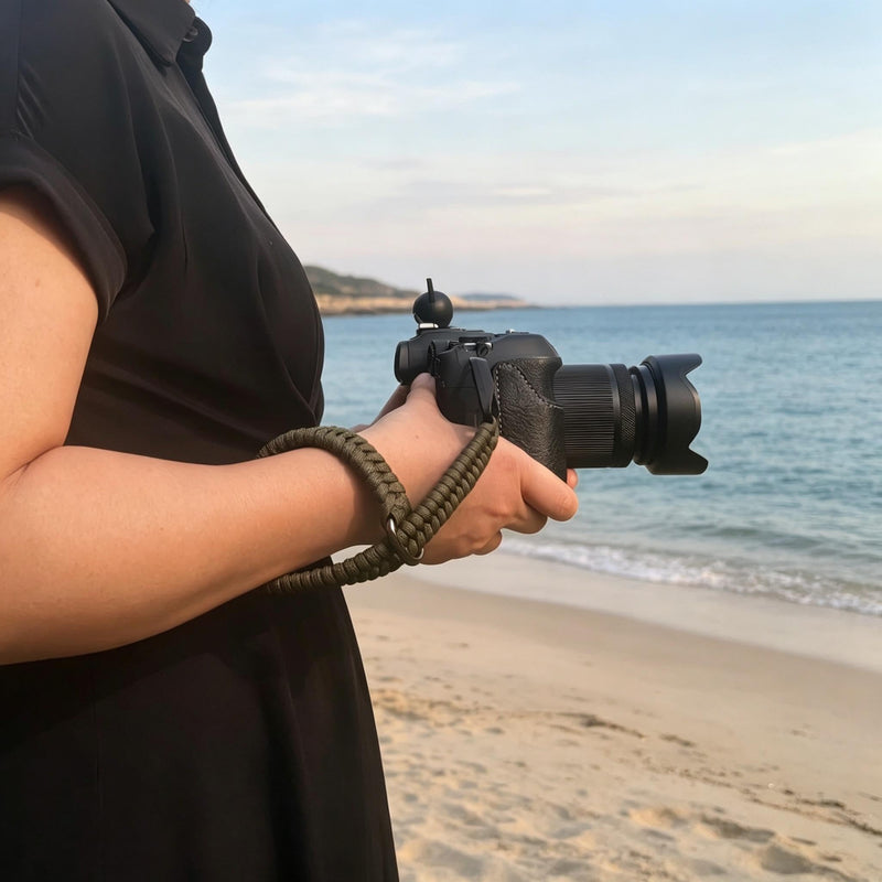 Quick Release Camera Wrist Hand Strap with Safer Connector Split Ring Cap | paracord straps Triangle Split Ring and Plastic Cap Compact SLR DSLR Mirrorless Cameras Red
